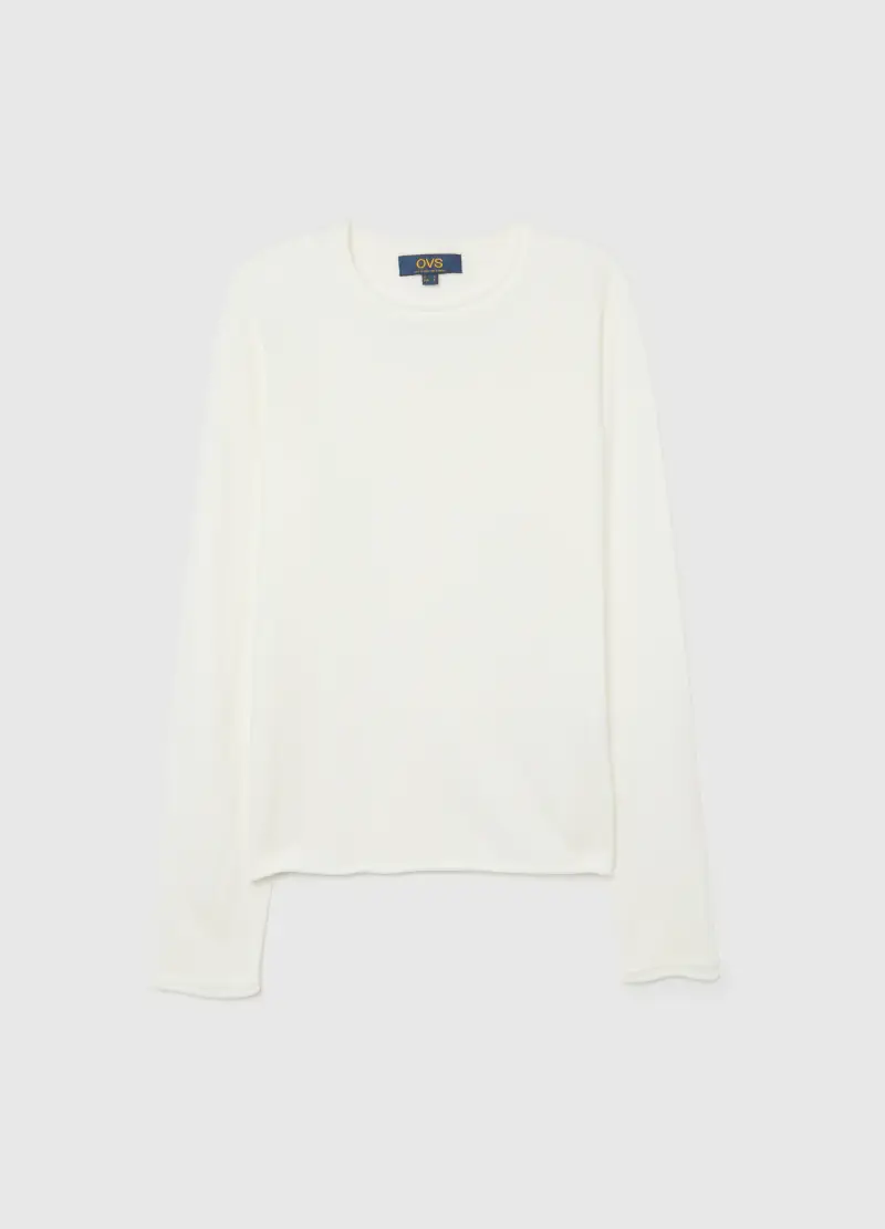 Maglione Bianco In Puro Acrilico, Donna, Bianco