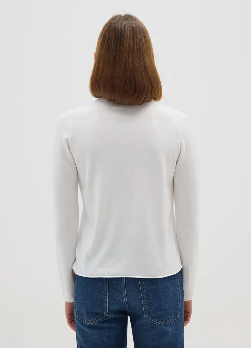 Maglione Bianco In Puro Acrilico, Donna, Bianco miniatura 3