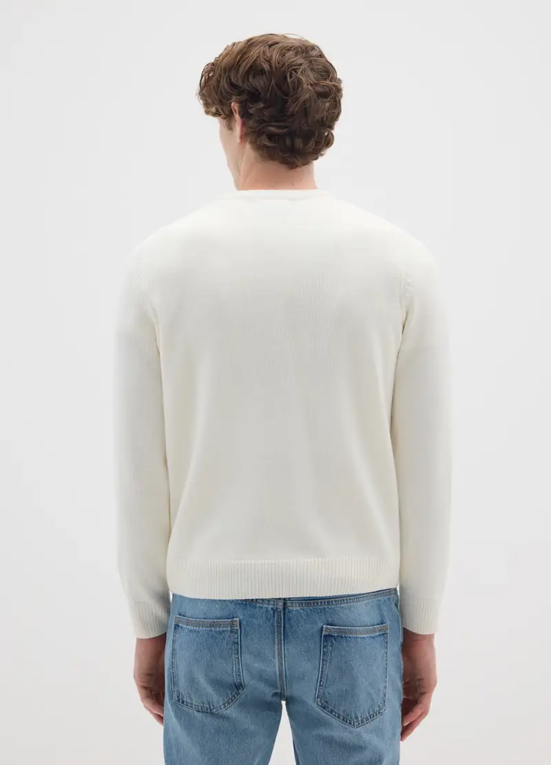 Maglione Bianco Regular Fit, Uomo, Bianco miniatura 3