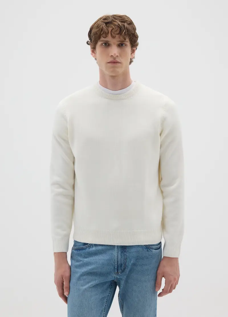 Maglione Bianco Regular Fit, Uomo, Bianco