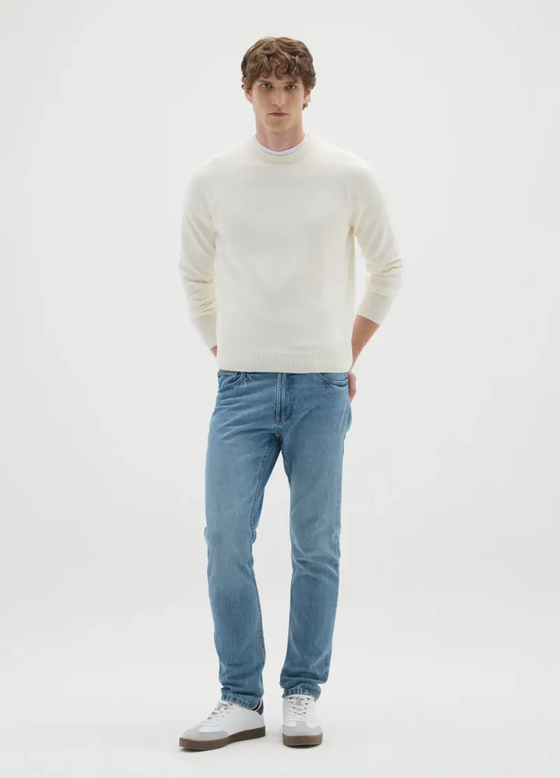 Maglione Bianco Regular Fit, Uomo, Bianco miniatura 2