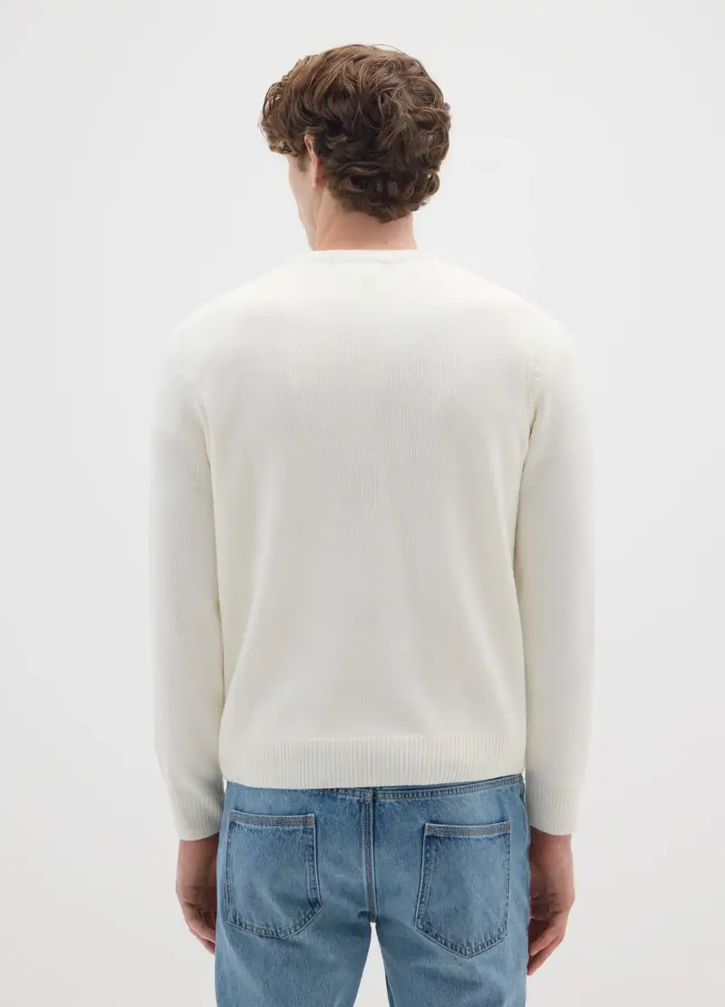 Maglione Bianco Regular Fit, Uomo, Bianco miniatura 3