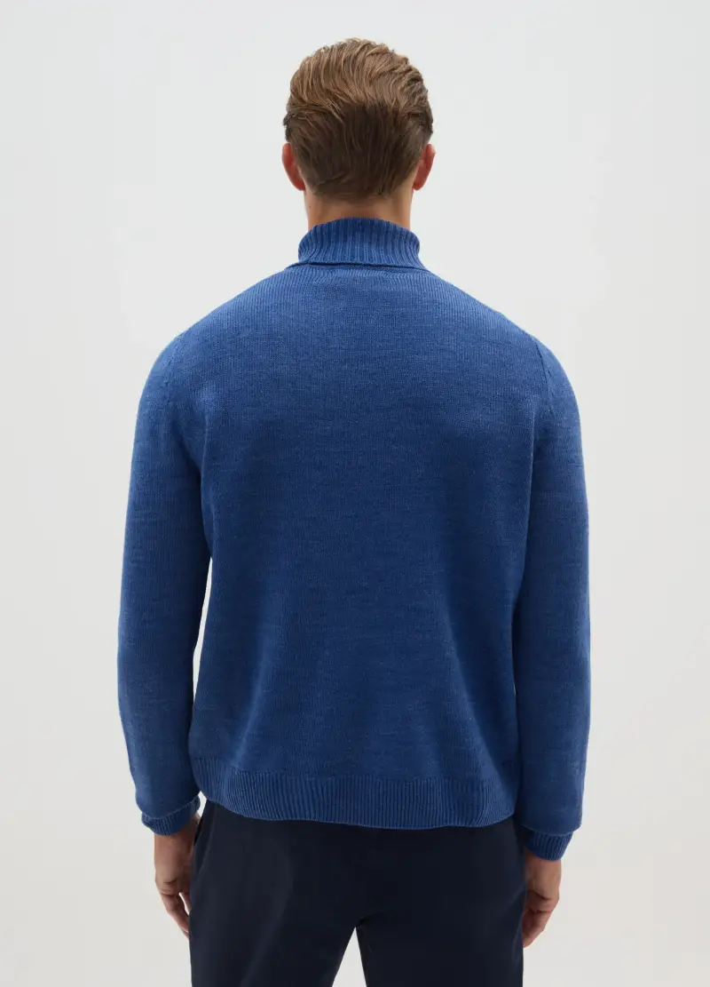 Maglione Blu A Collo Alto, Uomo, Blu miniatura 3