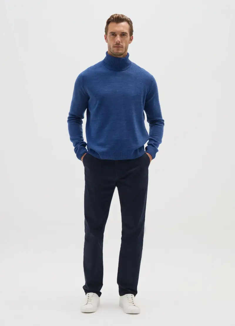 Maglione Blu A Collo Alto, Uomo, Blu