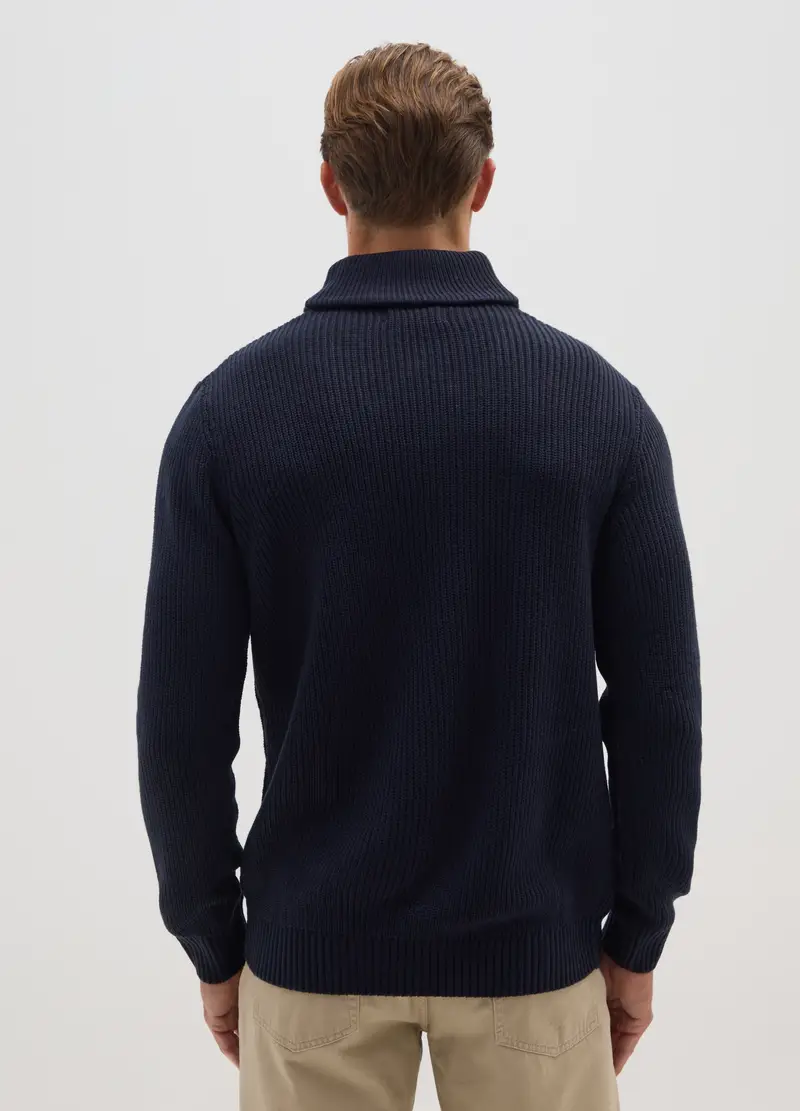 Maglione Blu Con Collo A Scialle Regular Fit, Uomo, Blu miniatura 3