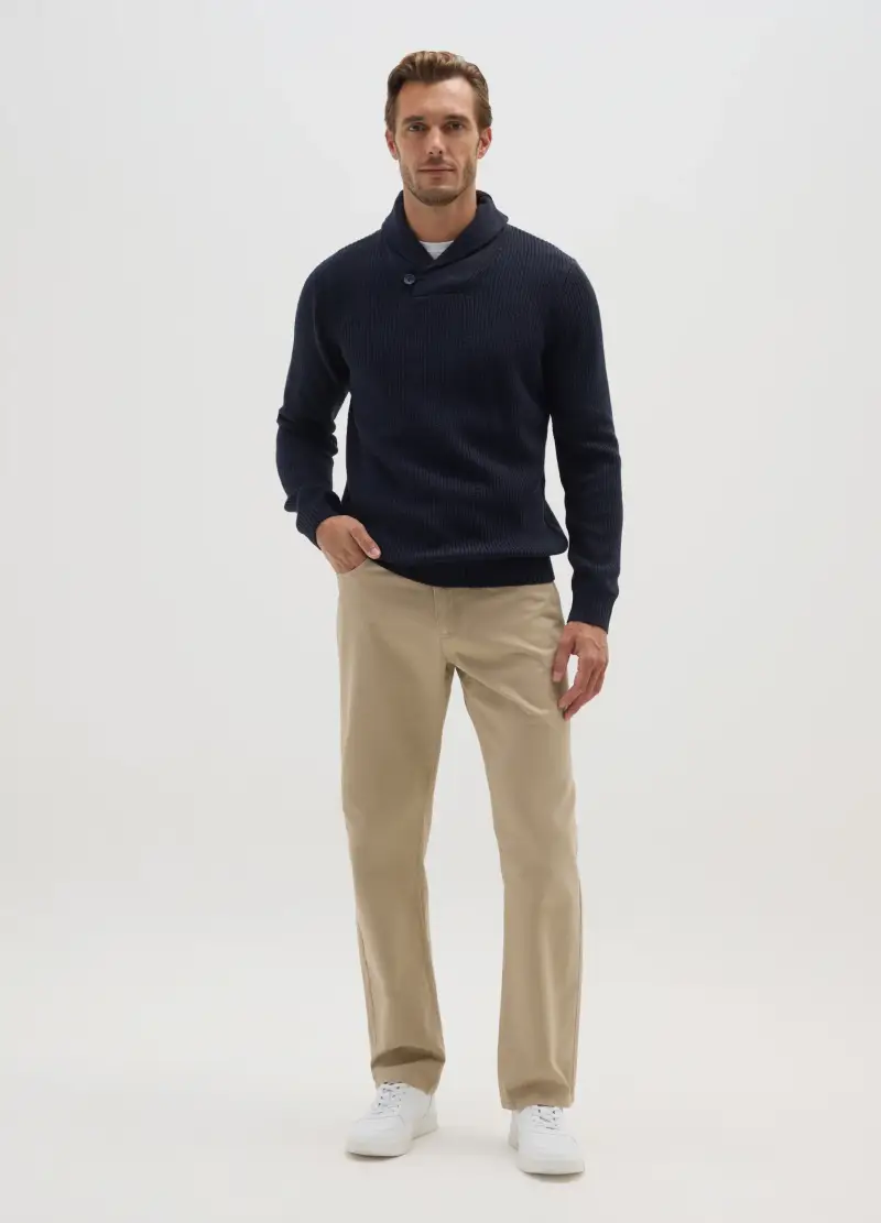 Maglione Blu Con Collo A Scialle Regular Fit, Uomo, Blu