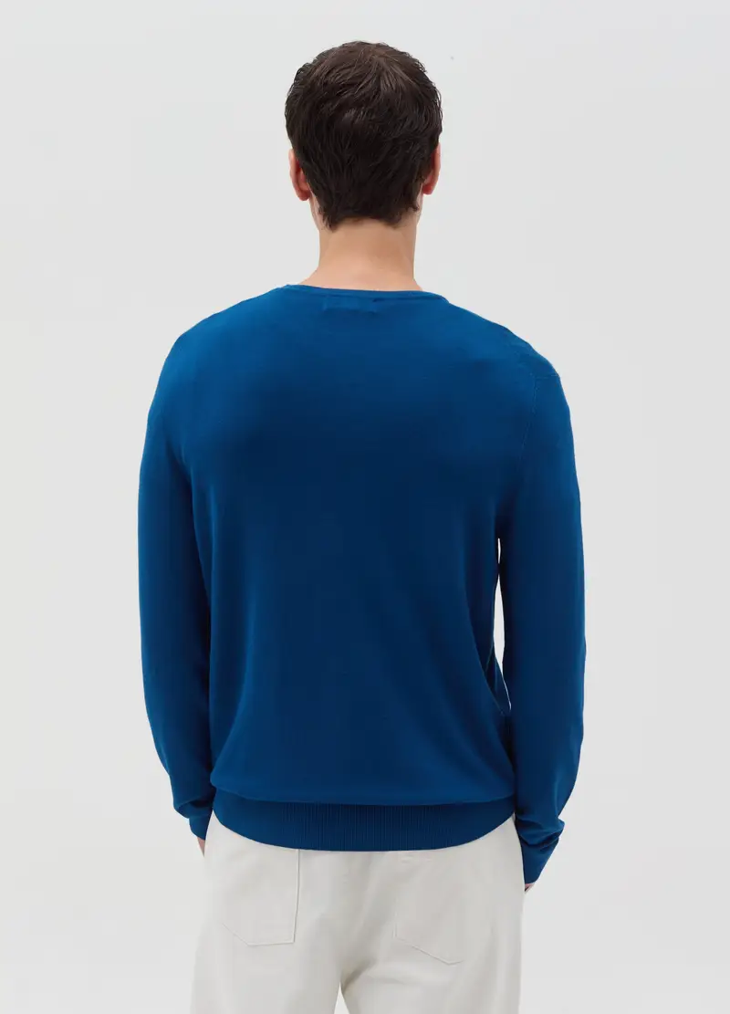 Maglione Blu Navy In Misto Viscosa, Uomo, Blu miniatura 3