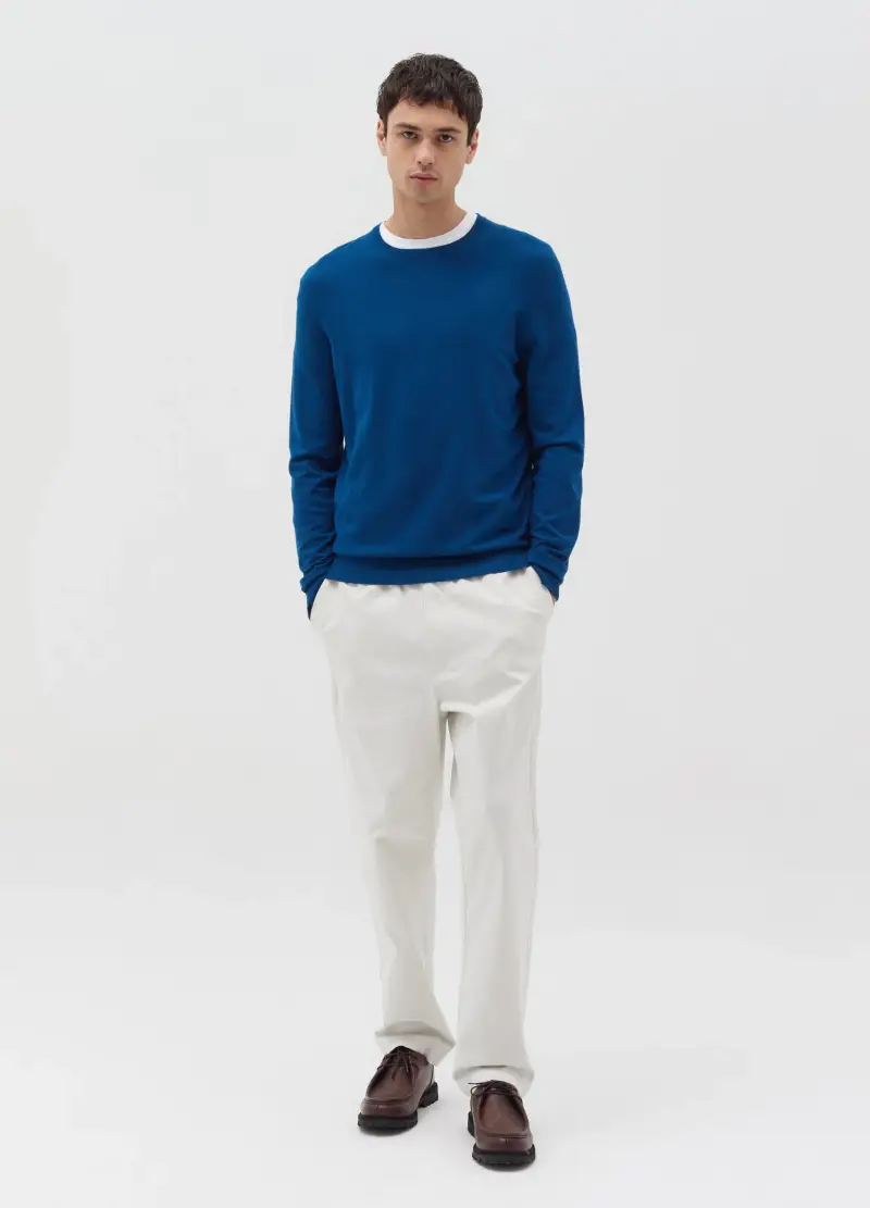 Maglione Blu Navy In Misto Viscosa, Uomo, Blu