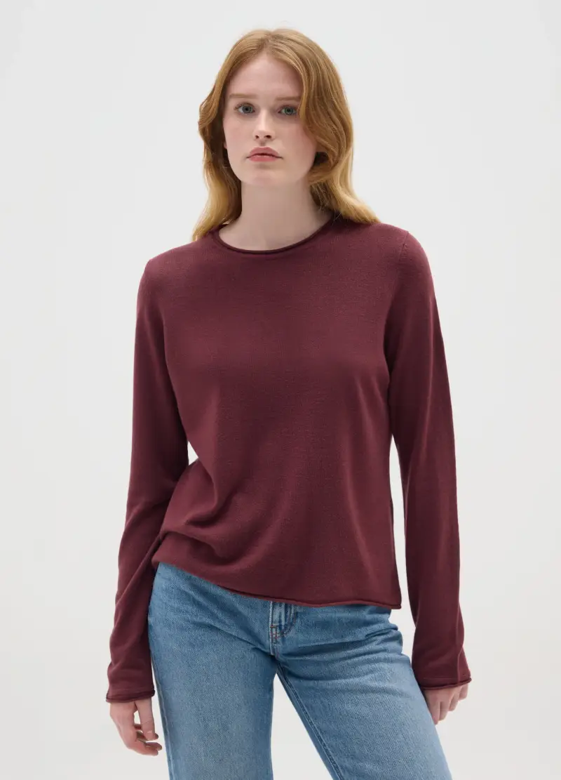 Maglione Bordeaux Fitted, Donna, Rosso miniatura 2
