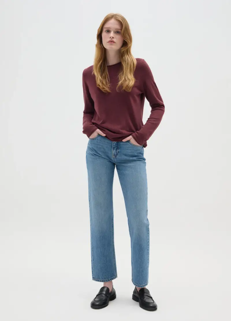 Maglione Bordeaux Fitted, Donna, Rosso