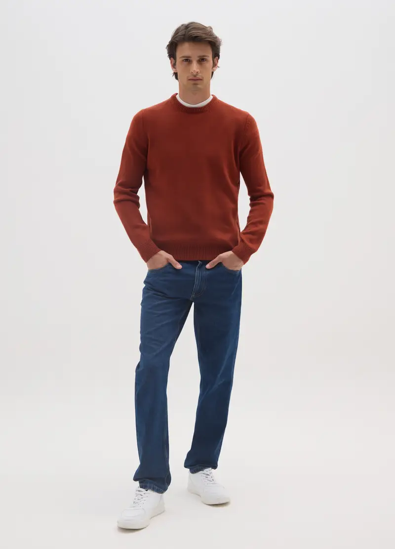 Maglione Con Girocollo Rosso Regular Fit, Uomo, Rosso miniatura 2