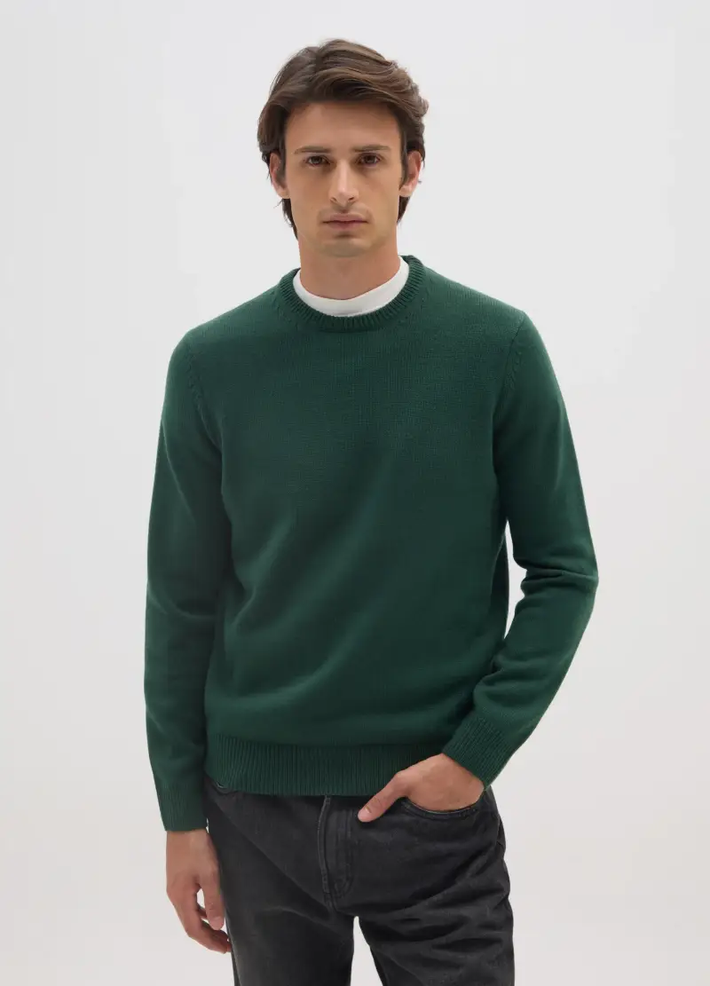 Maglione Con Girocollo Verde Regular Fit, Uomo, Verde