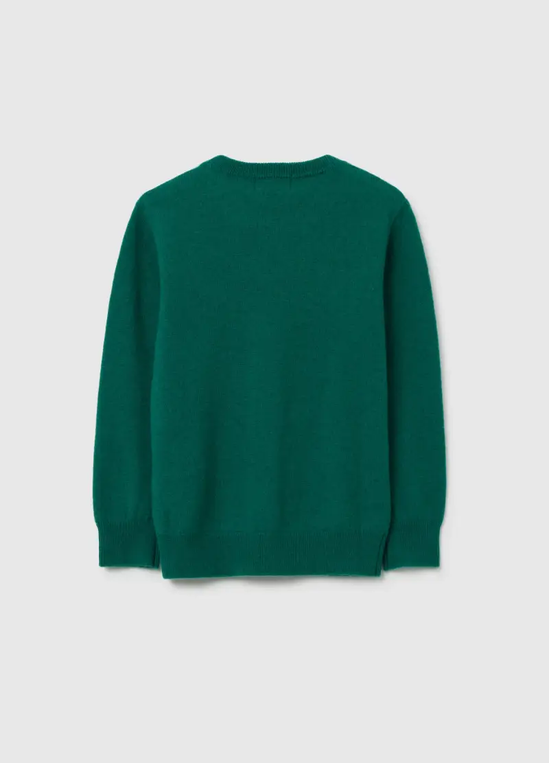 Maglione Da Bambino In Pura Lana Verde Regular Fit, Verde miniatura 2