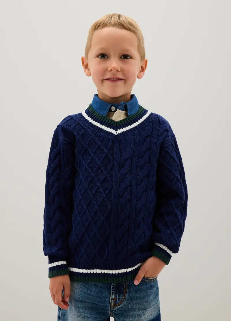 OVS, Maglione Da Bambino In Puro Cotone Blu Regular Fit, Blu, Taglia: 4