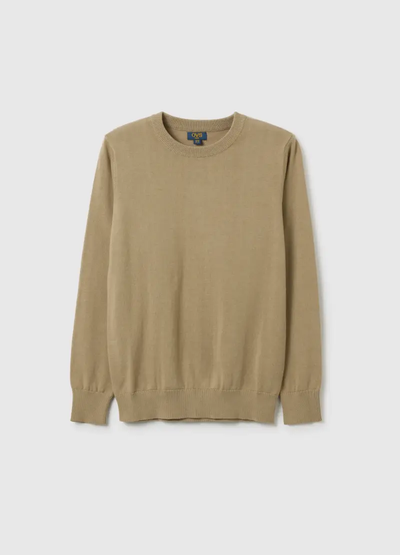 Maglione Da Ragazzo In Puro Cotone Beige Regular Fit, Bambino, Beige