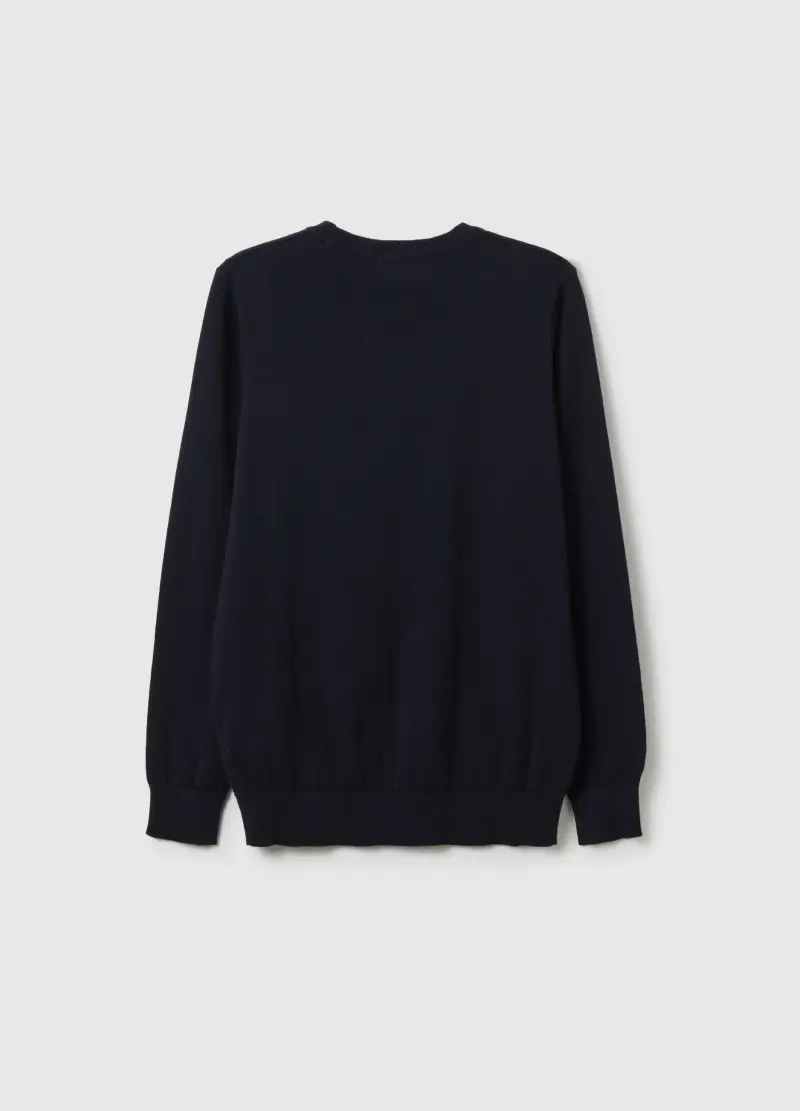 Maglione Da Ragazzo In Puro Cotone Nero Regular Fit, Bambino, Nero miniatura 2