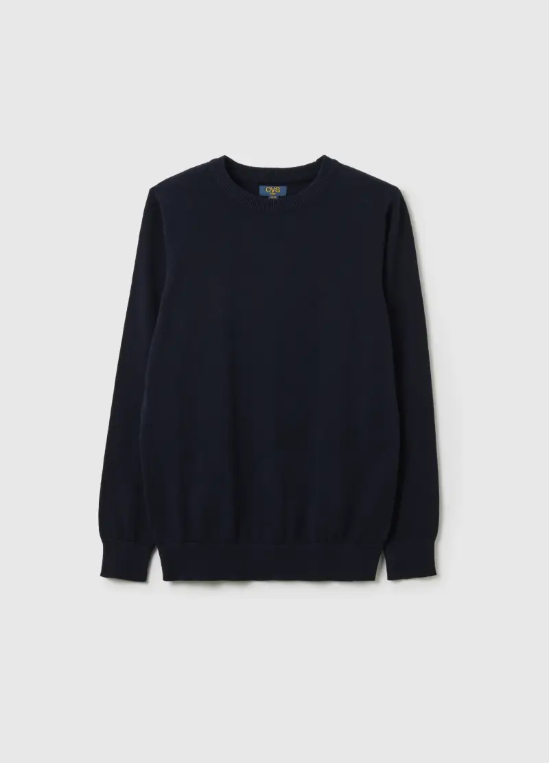 Maglione Da Ragazzo In Puro Cotone Nero Regular Fit, Bambino, Nero