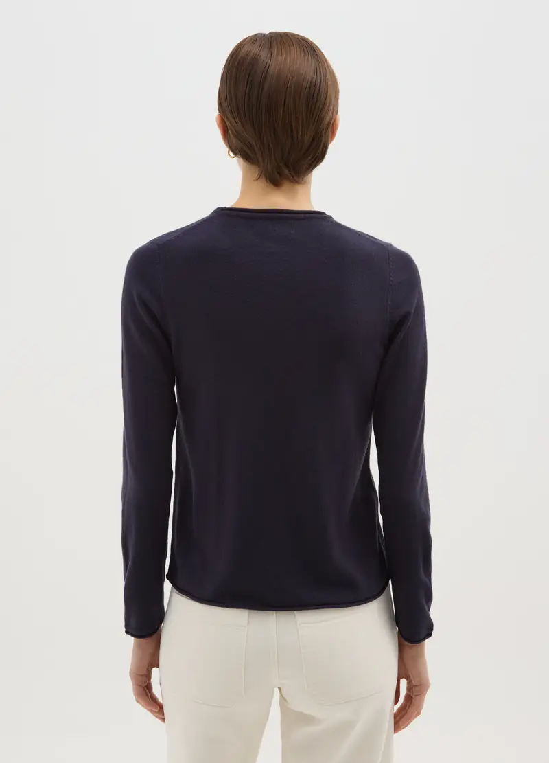 Maglione Girocollo Blu Vestibilità Fitted, Donna, Blu miniatura 3