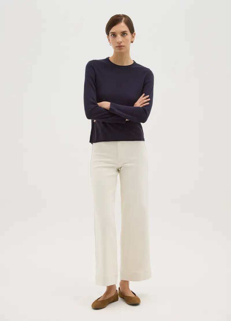 Maglione Girocollo Blu Vestibilità Fitted, Donna, Blu