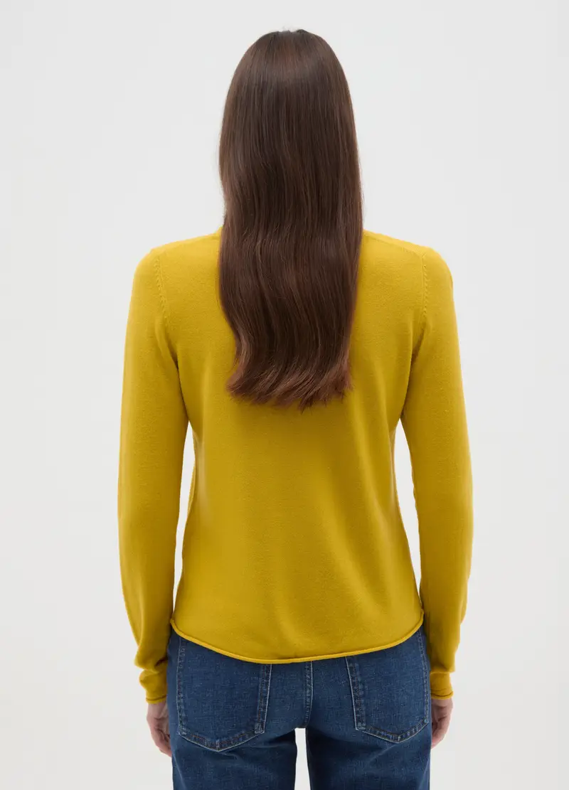 Maglione Girocollo Giallo Vestibilità Fitted, Donna, Giallo miniatura 3