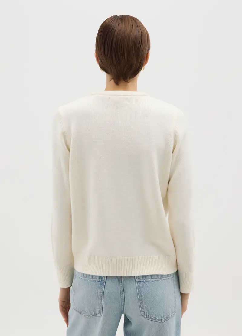 Maglione Girocollo Natalizio Bianco Regular Fit, Donna, Bianco miniatura 3