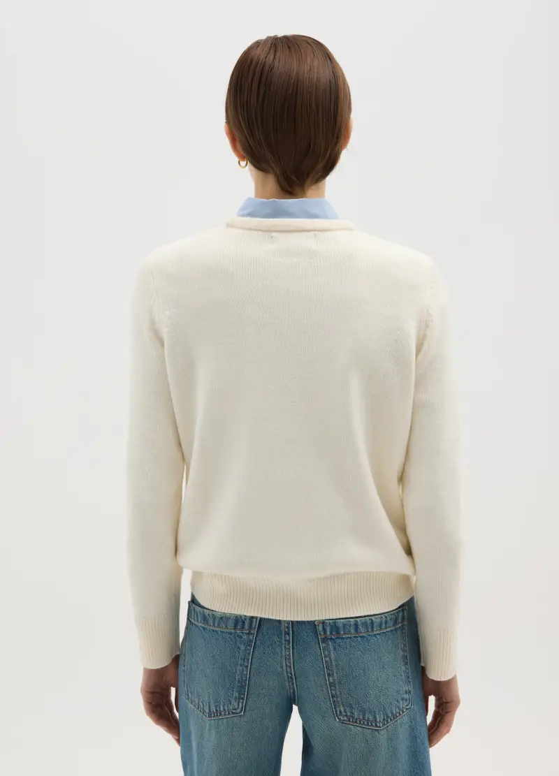 Maglione Girocollo Natalizio Bianco Regular Fit, Donna, Bianco miniatura 3