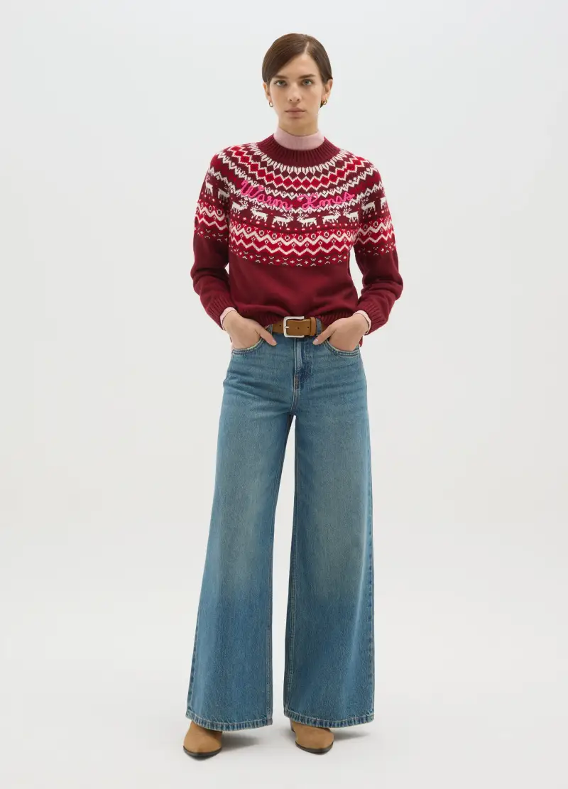 Maglione Girocollo Natalizio Multicolor Regular Fit, Donna, Multicolor miniatura 2