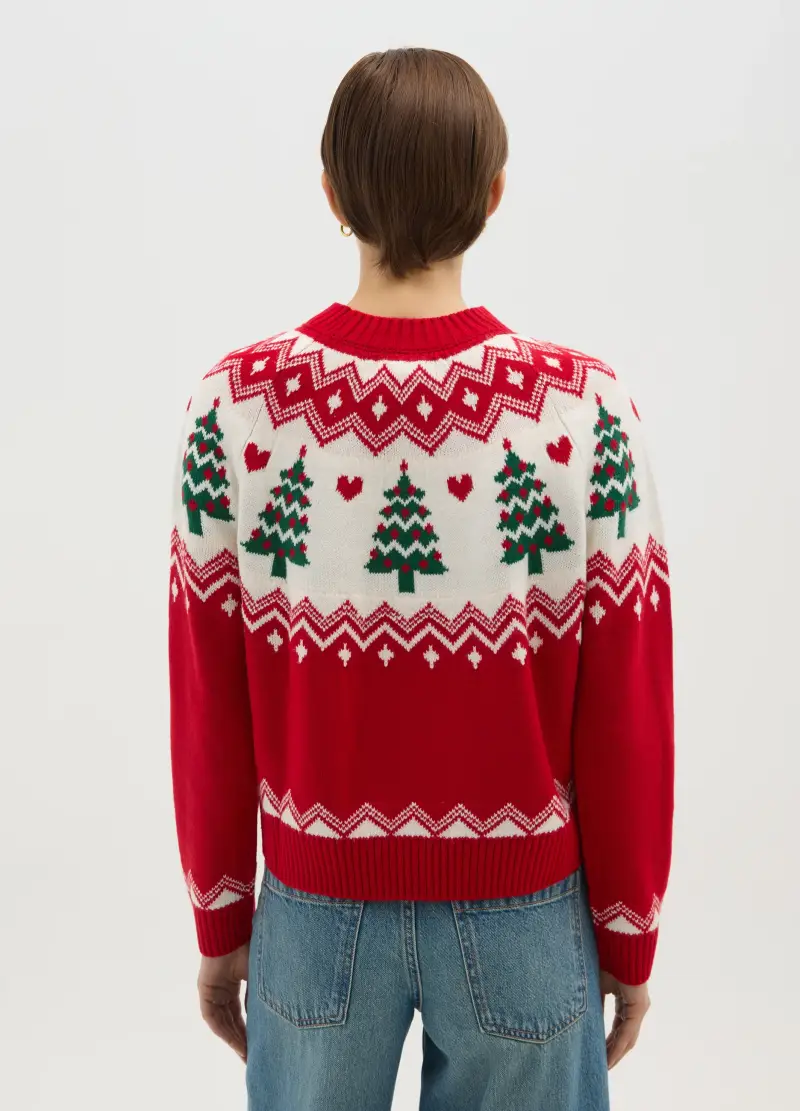 Maglione Girocollo Natalizio Multicolor Regular Fit, Donna, Multicolor miniatura 3