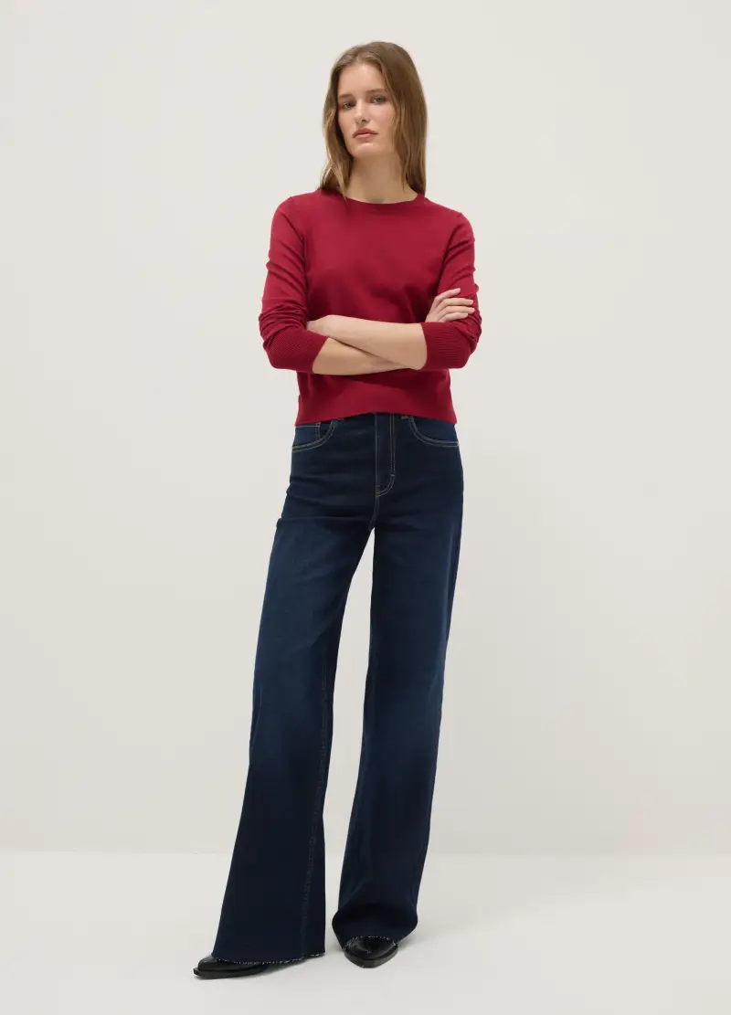 Maglione Girocollo Rosso Regular Fit, Donna, Rosso miniatura 2