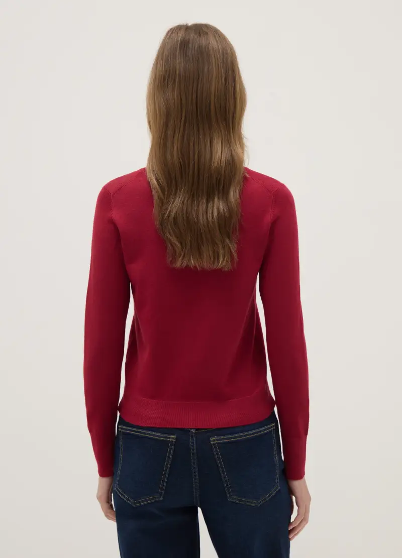 Maglione Girocollo Rosso Regular Fit, Donna, Rosso miniatura 3
