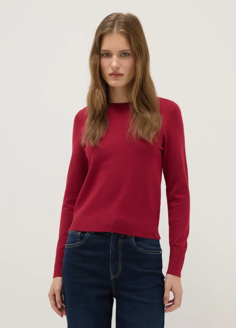 Maglione Girocollo Rosso Regular Fit, Donna, Rosso