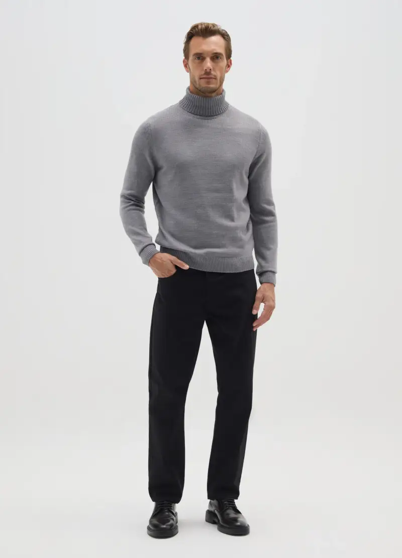 Maglione Grigio Con Collo Alto In Acrilico, Uomo, Grigio miniatura 2