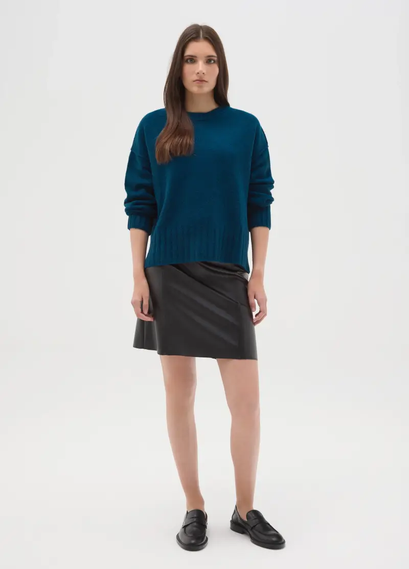 Maglione In Misto Blu Over Fit, Donna, Blu miniatura 2
