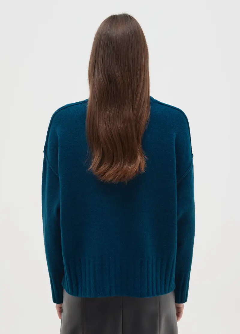 Maglione In Misto Blu Over Fit, Donna, Blu miniatura 3