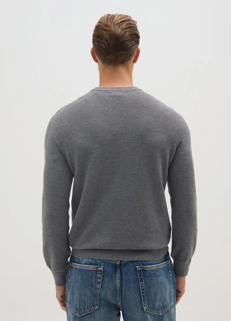 Maglione In Misto Cotone Grigio Regular Fit, Uomo, Grigio miniatura 3