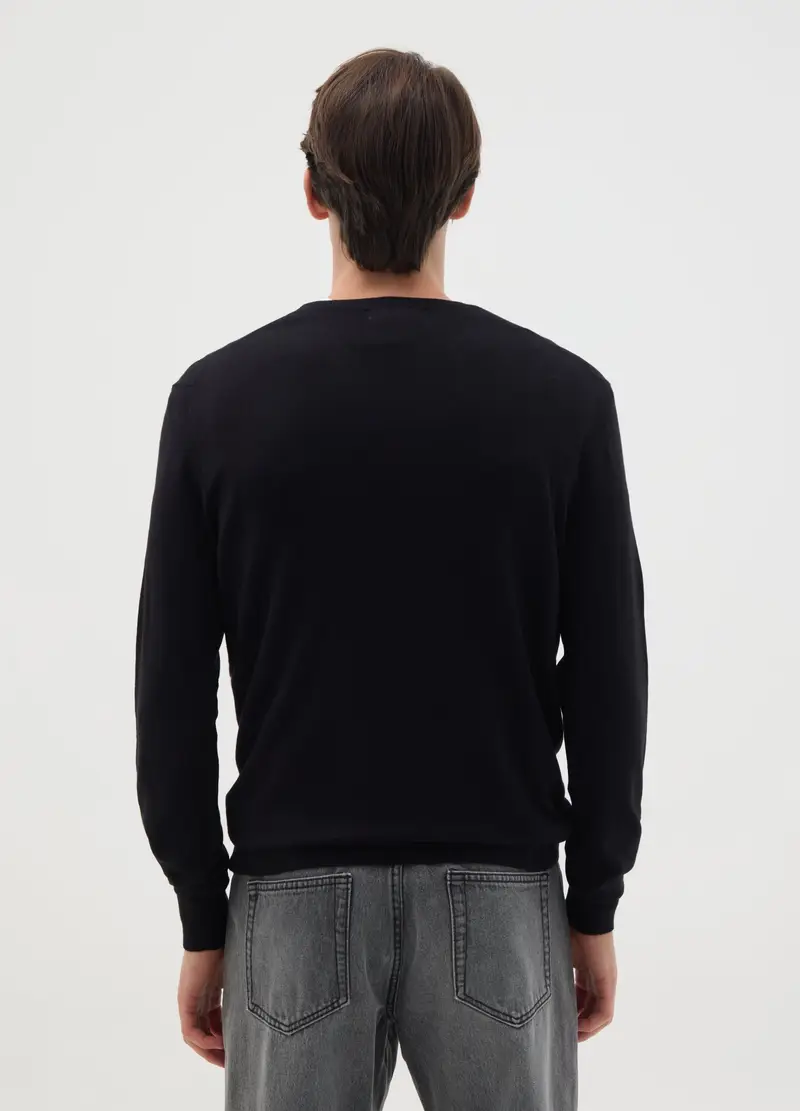 OVS, Maglione In Misto Viscosa Nero Regular Fit, Uomo, Nero, Taglia: S miniatura 3