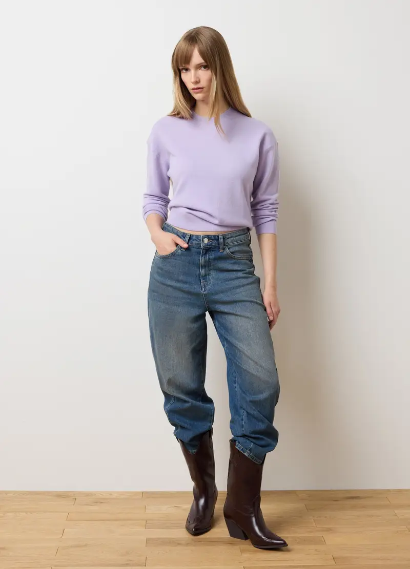 Maglione In Pura Lana Viola Regular Fit, Donna, Viola