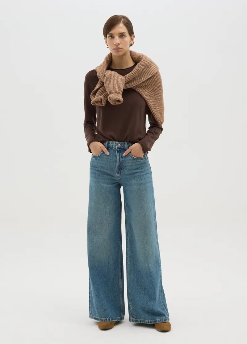 Maglione Marrone Girocollo, Donna, Marrone