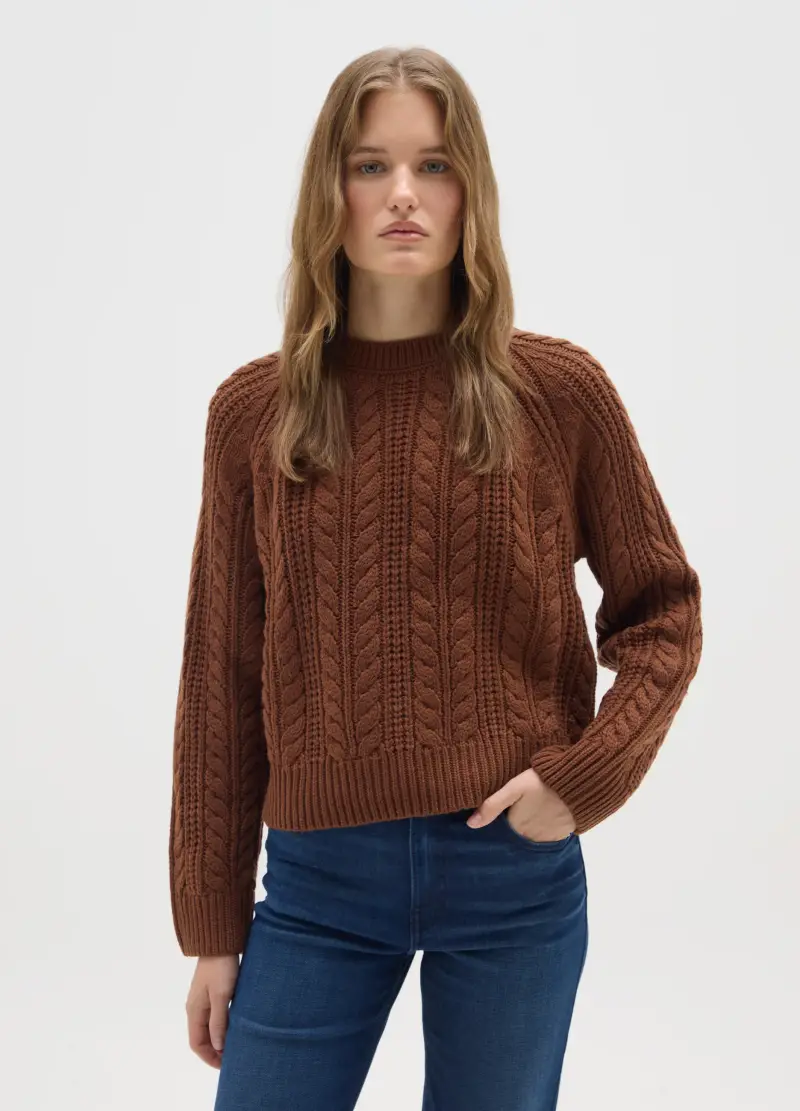 Maglione Marrone Regular Fit, Donna, Marrone miniatura 2