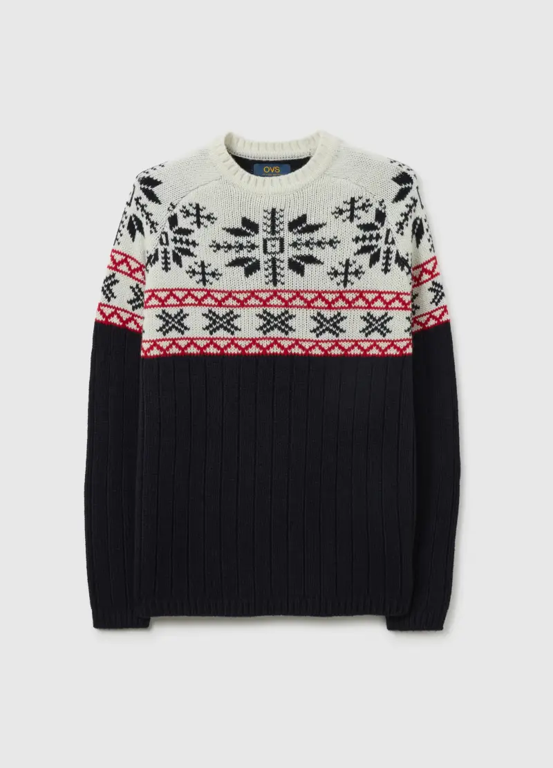 Maglione Multicolor Regular Fit Con Motivo Jacquard, Uomo, Multicolor