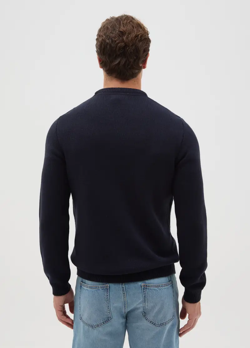 Maglione Natalizio Blu Regular Fit Con Ricamo Renna, Uomo, Multicolor miniatura 3