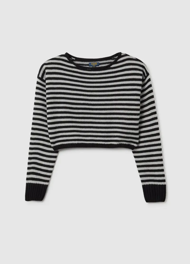 OVS, Maglione Nero E Bianco A Righe, Bambina, Nero, Taglia: 10-11