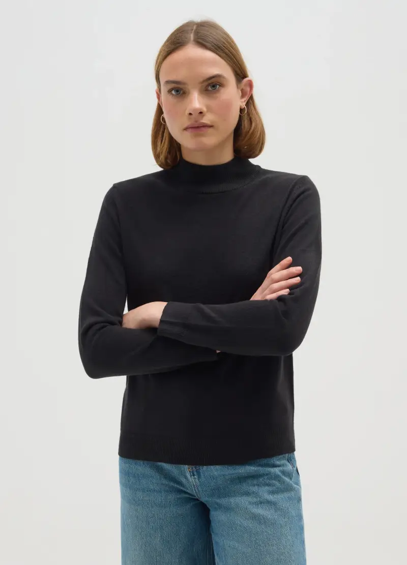 Maglione Nero Regular Fit, Donna, Nero miniatura 2