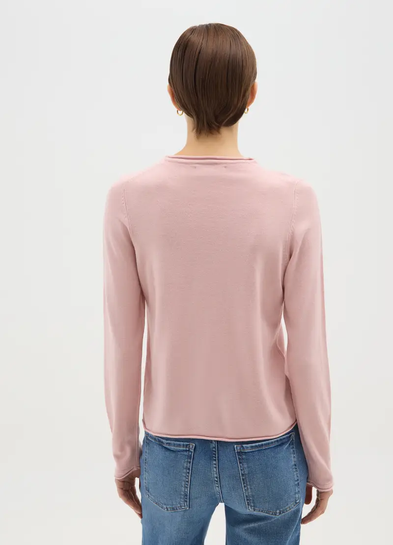 Maglione Rosa Lungo In Jersey, Donna, Rosa miniatura 3
