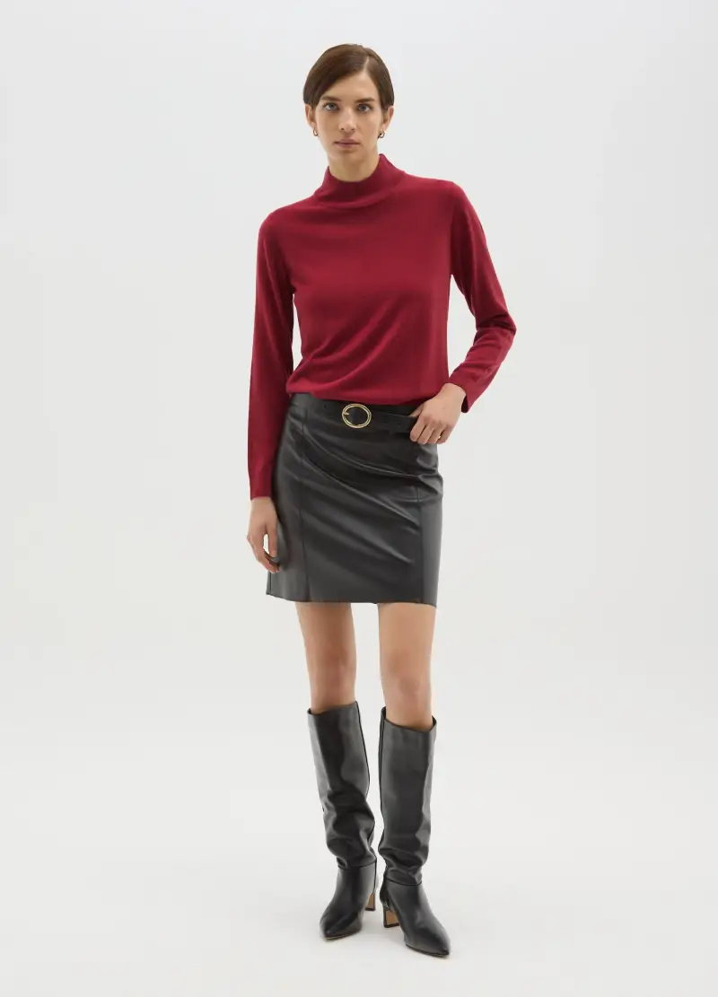 Maglione Rosso Regular Fit A Collo Alto, Donna, Rosso