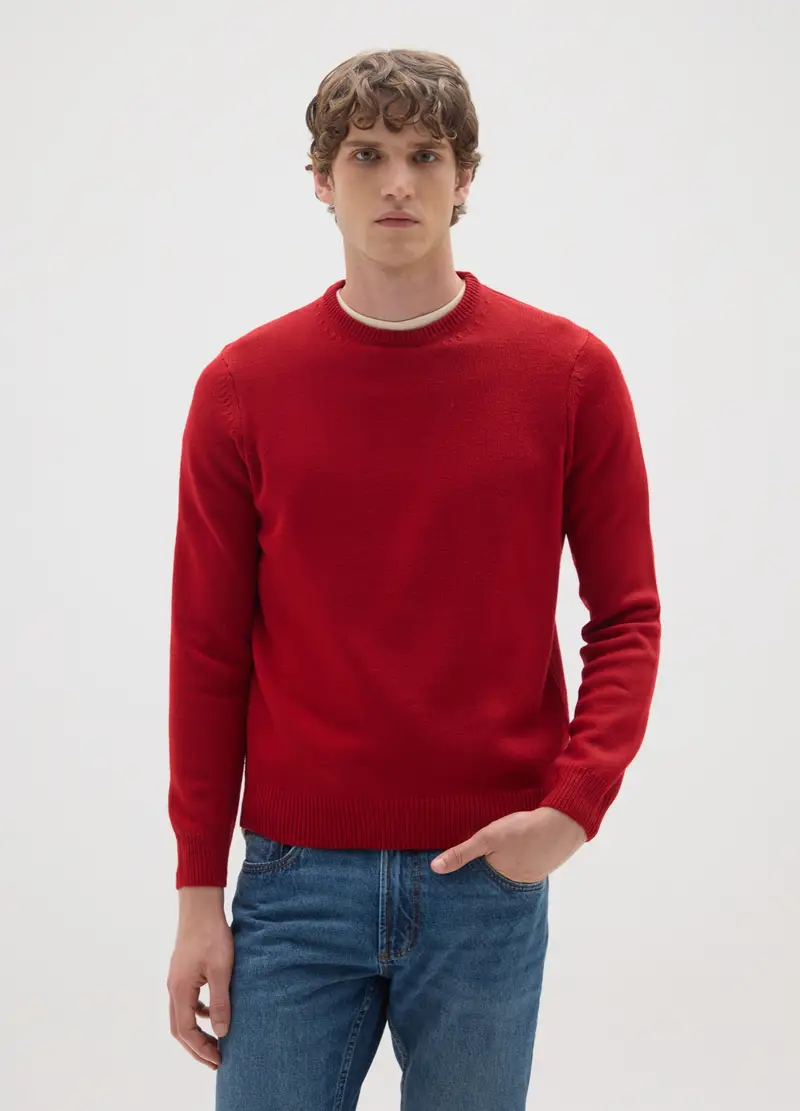 Maglione Rosso Regular Fit, Uomo, Rosso miniatura 2