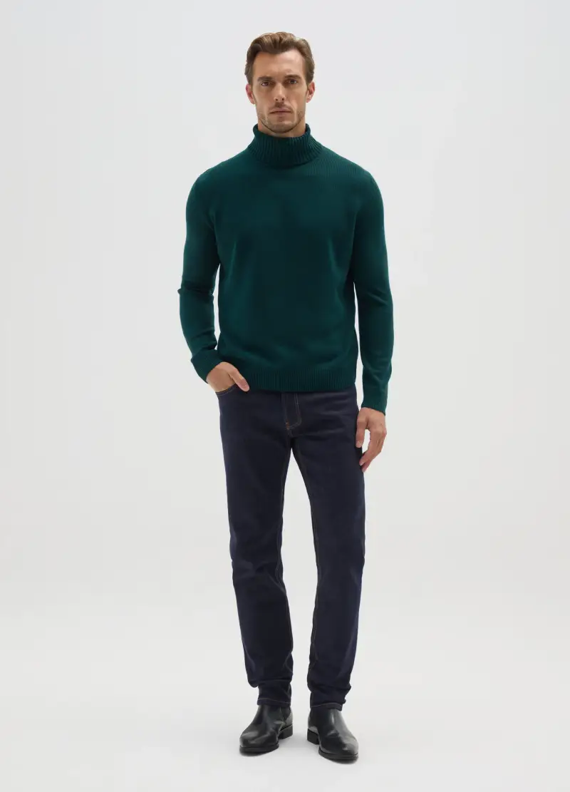 Maglione Verde A Collo Alto In Acrilico, Uomo, Verde miniatura 2