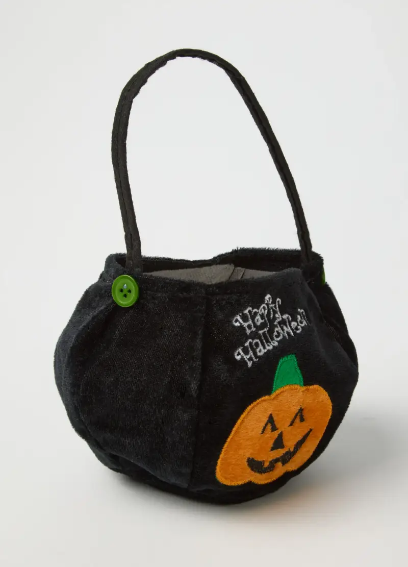 Borsa Nera Con Stampa Di Zucca, Donna, Multicolor miniatura 3