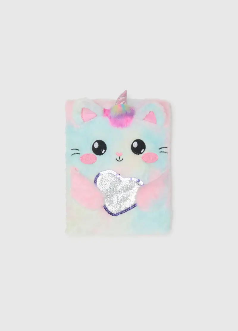 Diario Multicolor Per Ragazze Con Copertina Peluche, Bambina, Multicolor