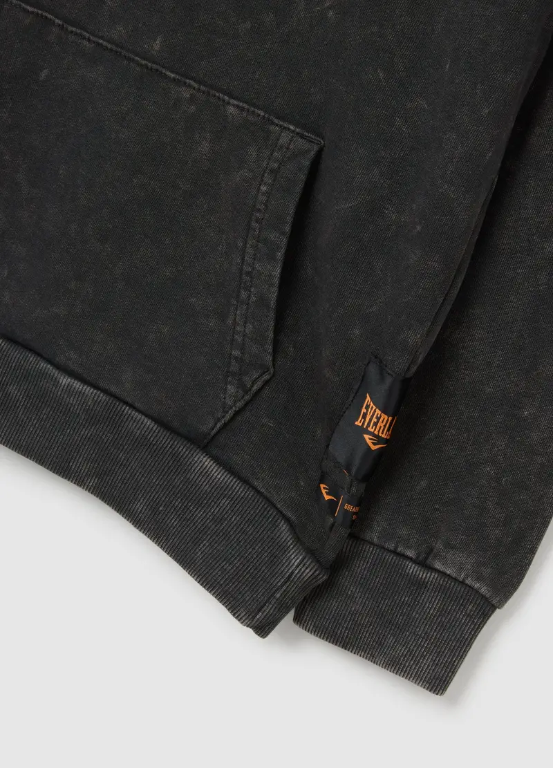 Felpa Con Cappuccio Da Bambino In Puro Cotone Nero, Nero miniatura 2